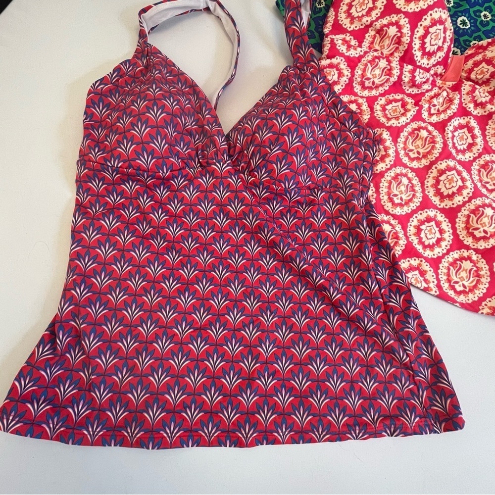 Boden Women's Swim Bikini Tops Lot of 3, Red, Green, Cream Size 16/18 - Picture 2 of 9